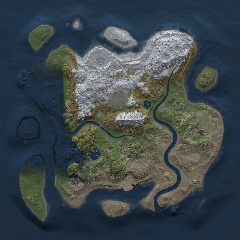 Rust Map: Procedural Map, Size: 3000, Seed: 31343, 9 Monuments