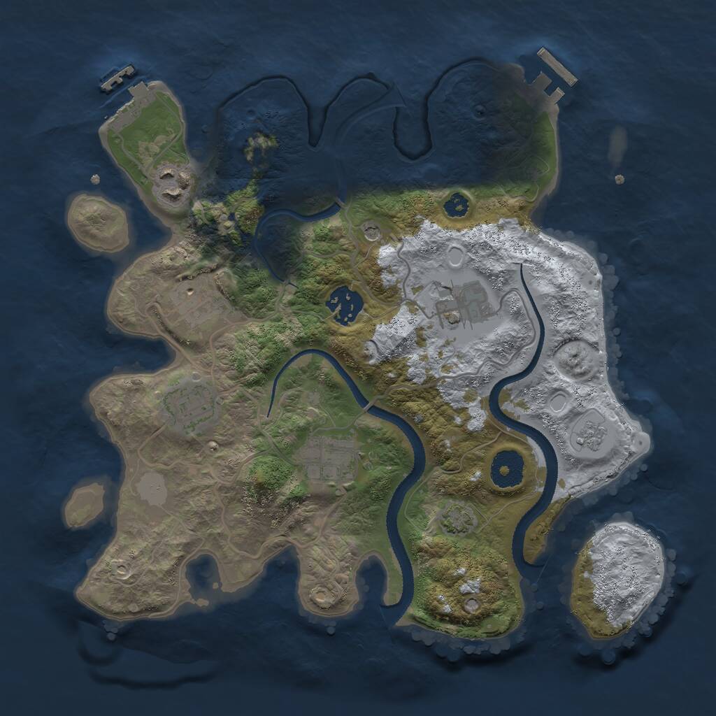 Rust Map: Procedural Map, Size: 3000, Seed: 9597, 12 Monuments