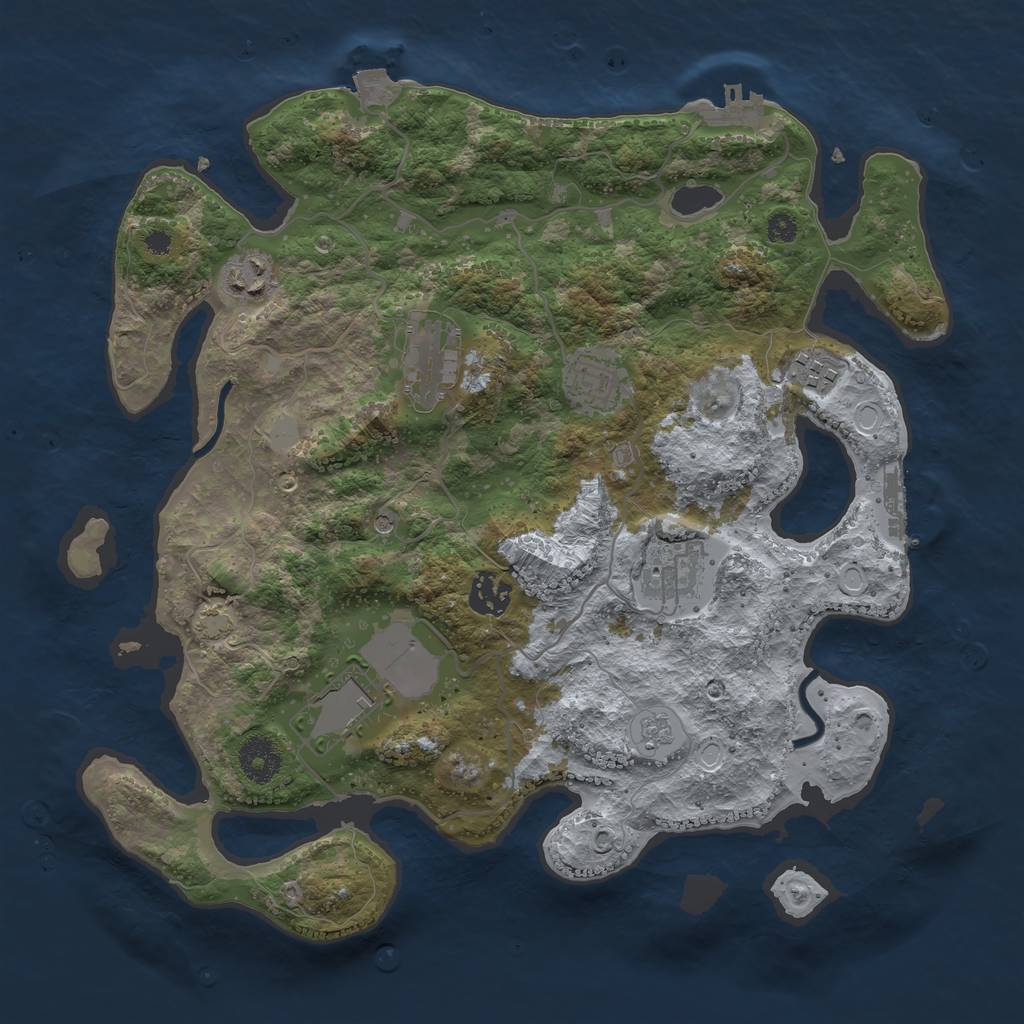 Rust Map: Procedural Map, Size: 3500, Seed: 54521, 15 Monuments