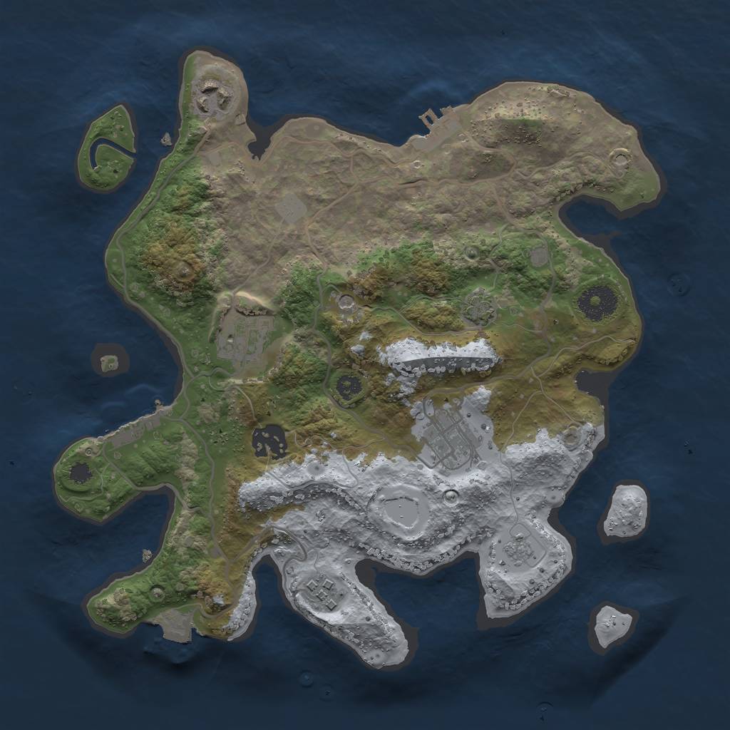 Rust Map: Procedural Map, Size: 3000, Seed: 54337, 13 Monuments