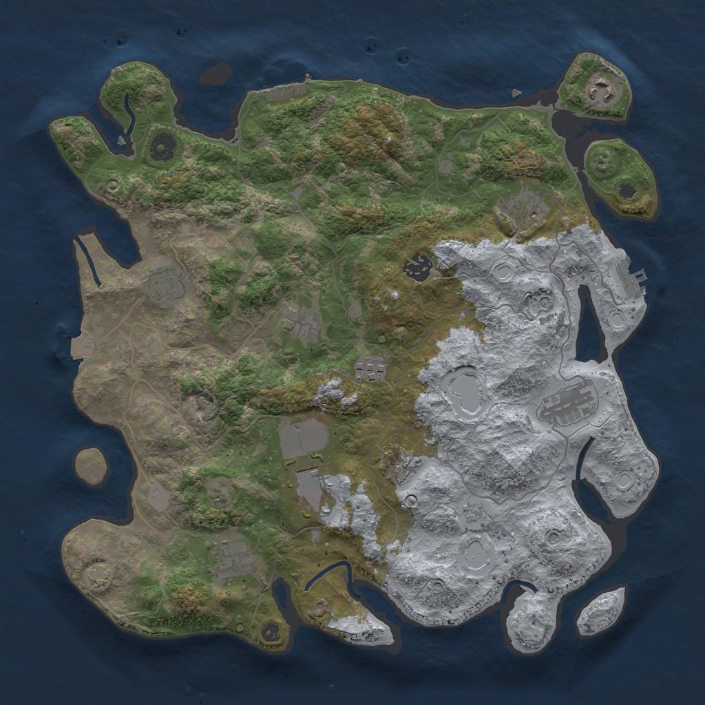 Rust Map: Procedural Map, Size: 3800, Seed: 1276748546, 18 Monuments