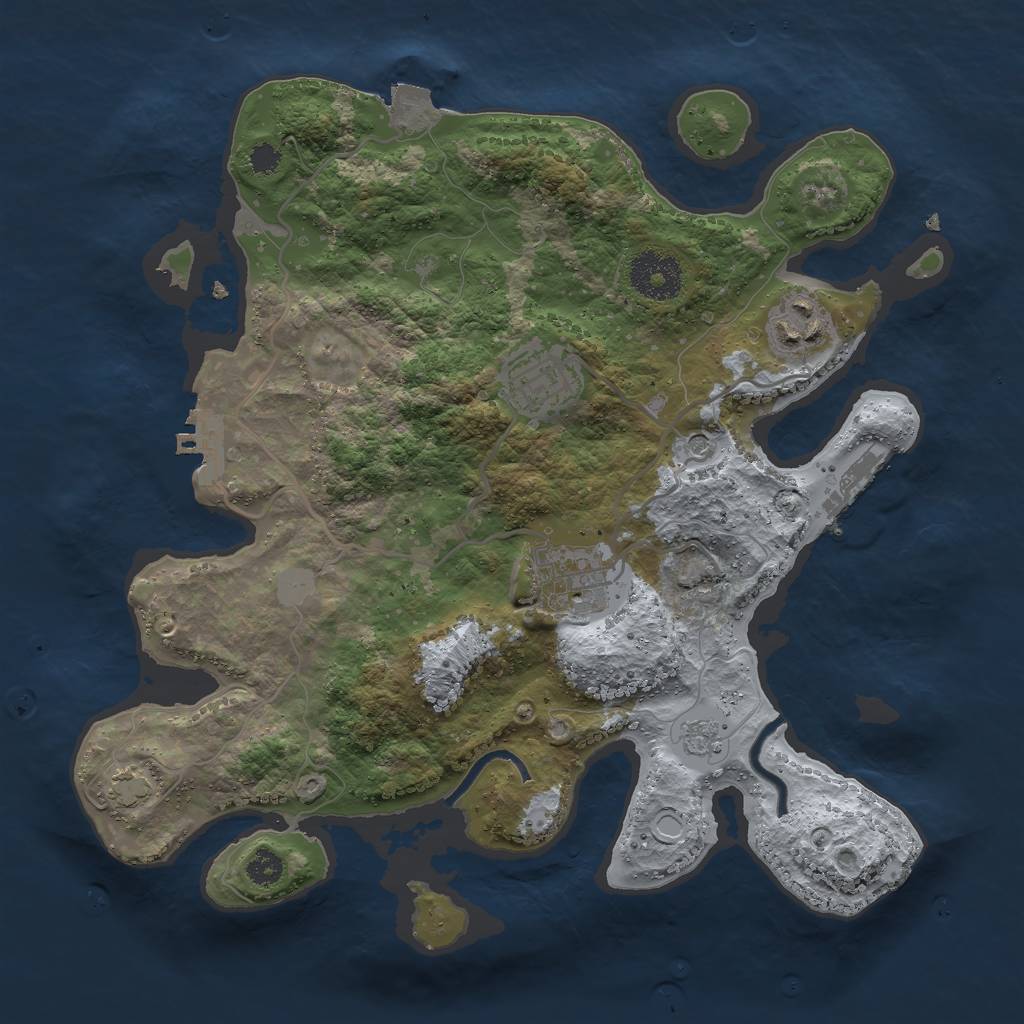 Rust Map: Procedural Map, Size: 3000, Seed: 21079, 11 Monuments