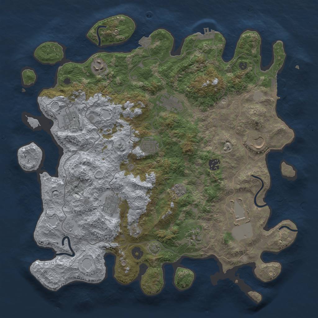 Rust Map: Procedural Map, Size: 4000, Seed: 135831959, 18 Monuments