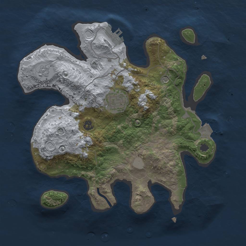 Rust Map: Procedural Map, Size: 2500, Seed: 2120430730, 7 Monuments