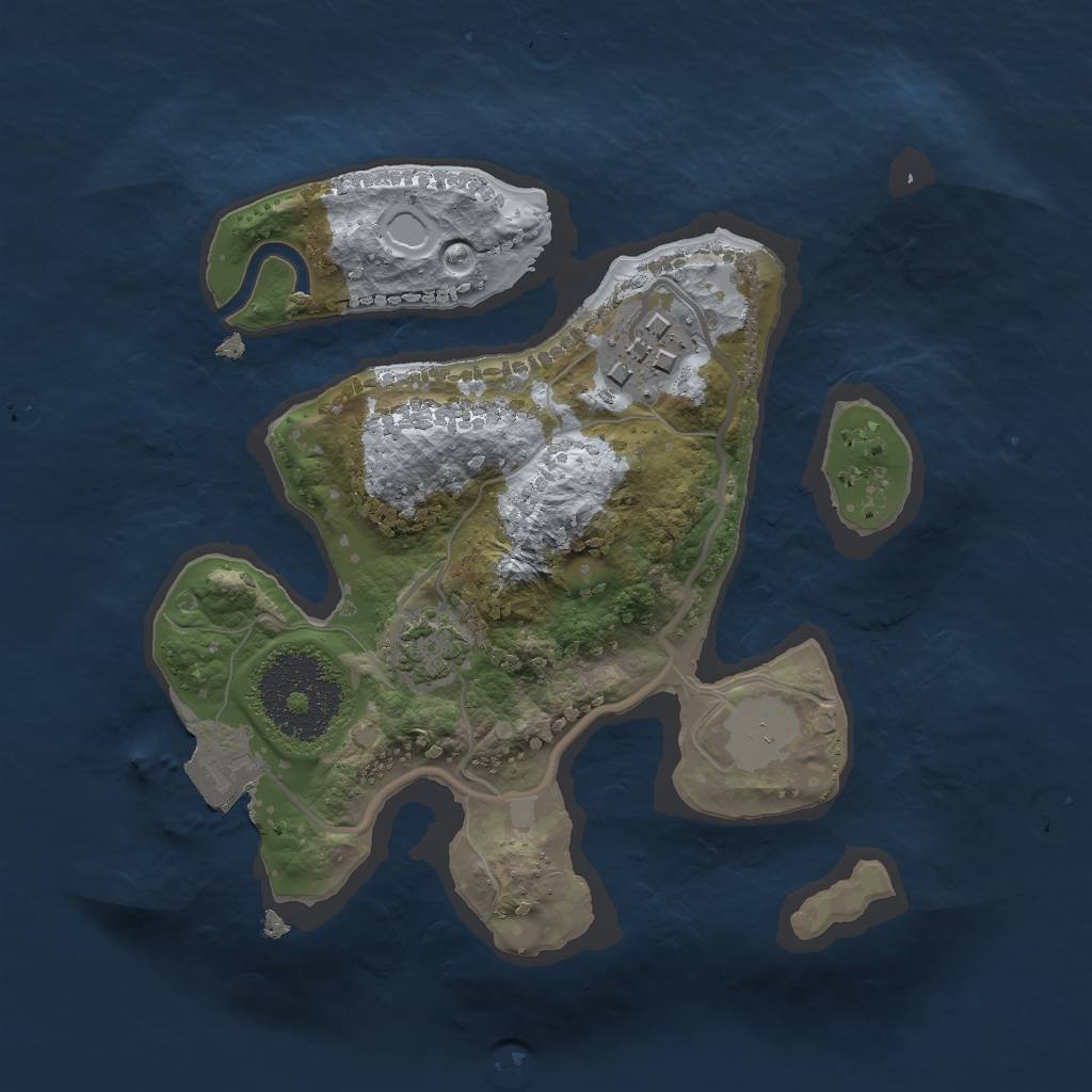 Rust Map: Procedural Map, Size: 2000, Seed: 55297, 5 Monuments