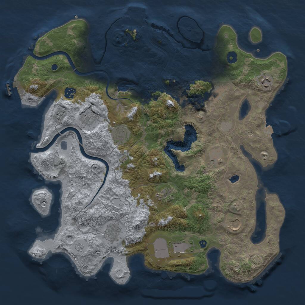 Rust Map: Procedural Map, Size: 4000, Seed: 5489, 17 Monuments