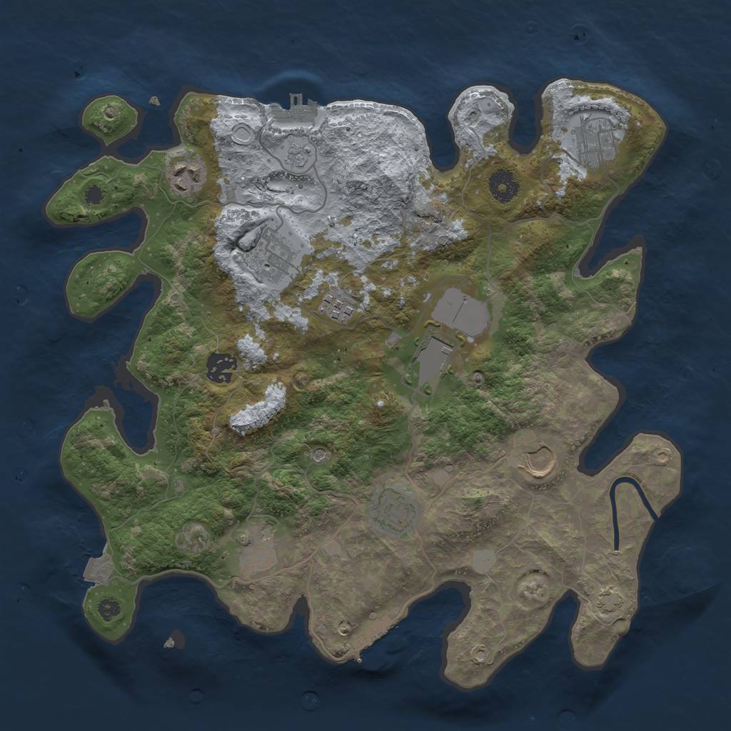 Rust Map: Procedural Map, Size: 3500, Seed: 251262236, 17 Monuments