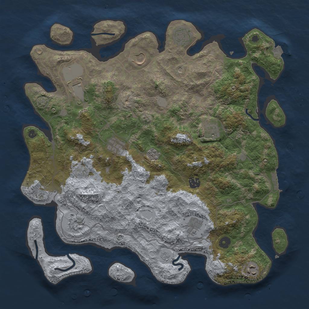 Rust Map: Procedural Map, Size: 4000, Seed: 52623, 17 Monuments