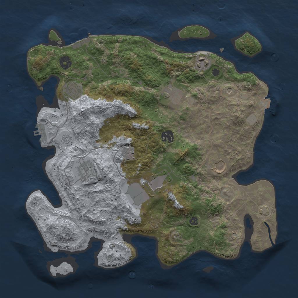 Rust Map: Procedural Map, Size: 3500, Seed: 32727939, 16 Monuments