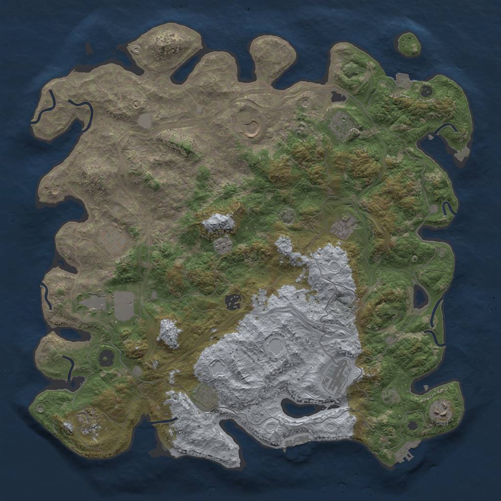Rust Map: Procedural Map, Size: 4500, Seed: 2052352190, 19 Monuments