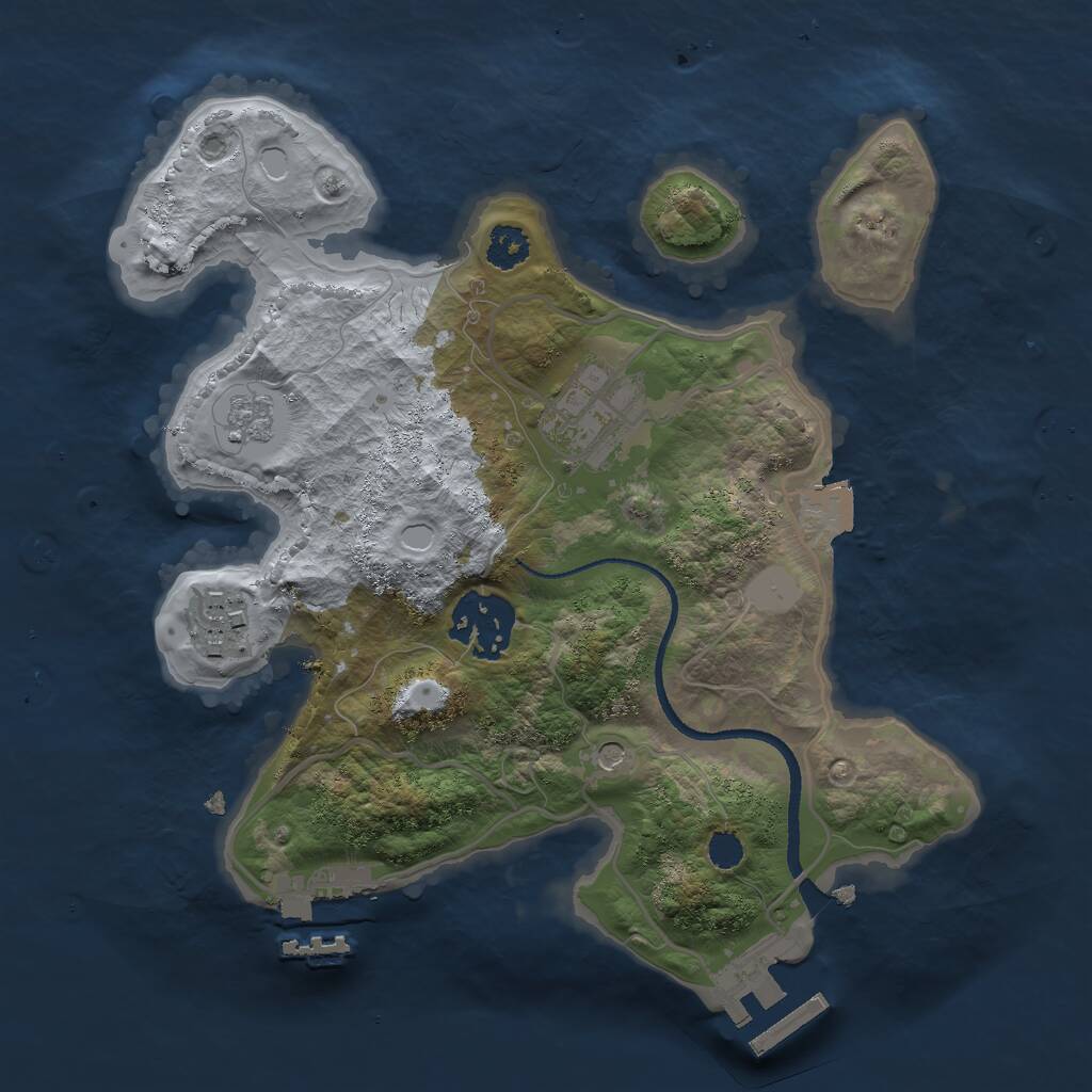 Rust Map: Procedural Map, Size: 2500, Seed: 313943, 8 Monuments