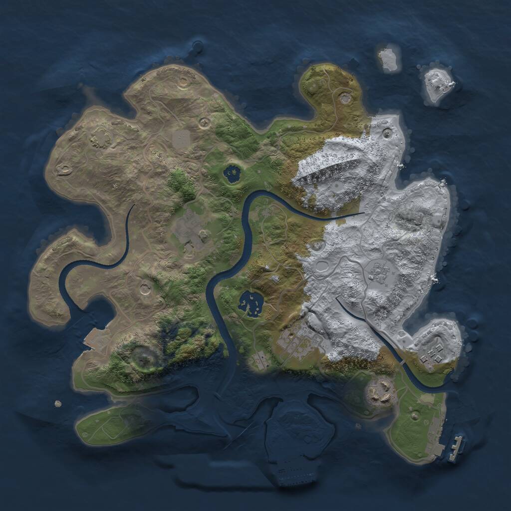 Rust Map: Procedural Map, Size: 3000, Seed: 68654, 11 Monuments