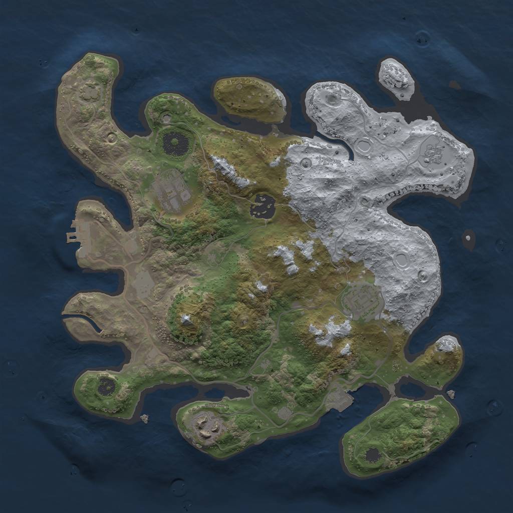 Rust Map: Procedural Map, Size: 3000, Seed: 5154, 10 Monuments