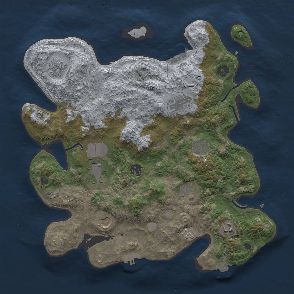 Rust Map: Procedural Map, Size: 3750, Seed: 63684153, 17 Monuments