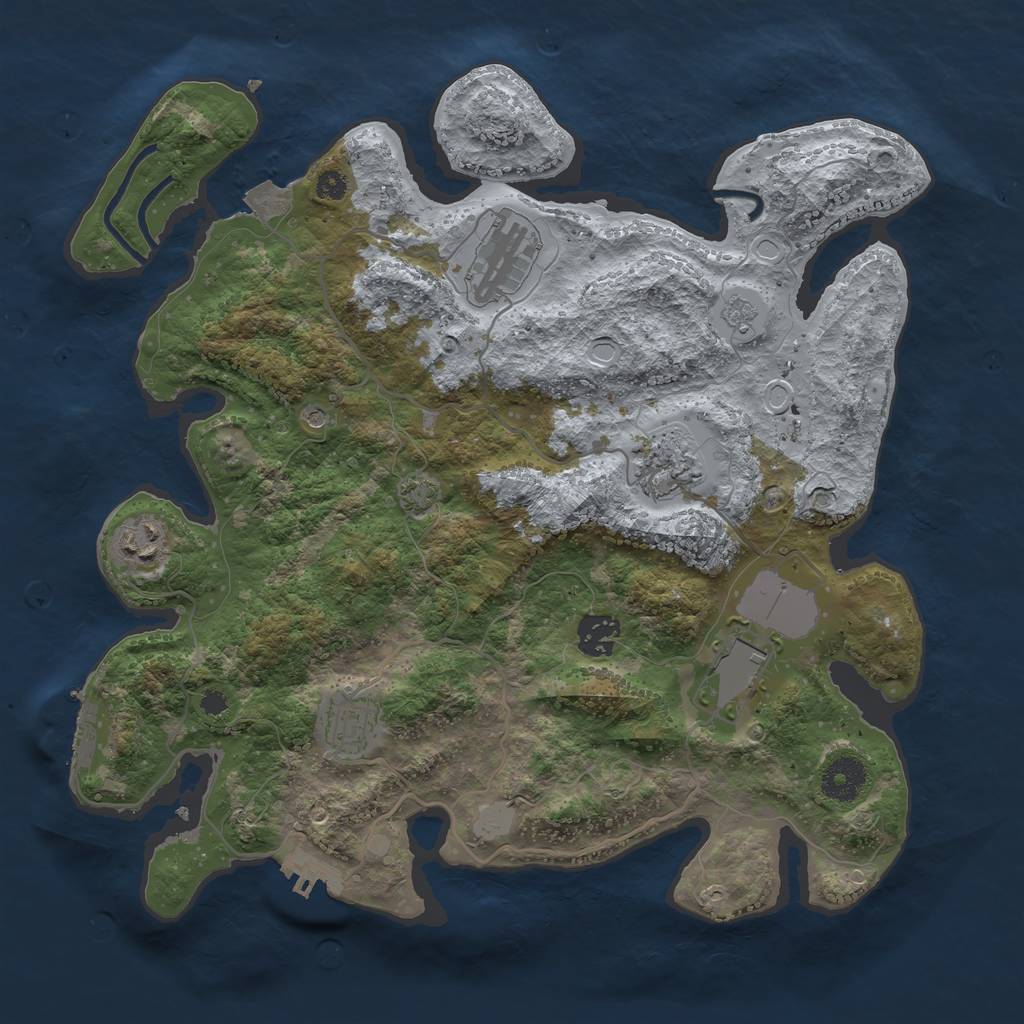 Rust Map: Procedural Map, Size: 3500, Seed: 474823898, 14 Monuments