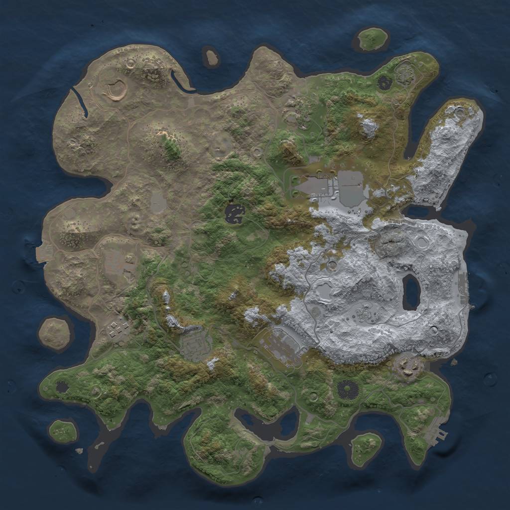 Rust Map: Procedural Map, Size: 3650, Seed: 18429311, 17 Monuments