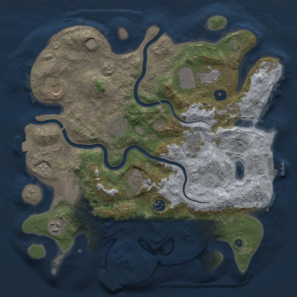 Rust Map: Procedural Map, Size: 3650, Seed: 18429311, 15 Monuments