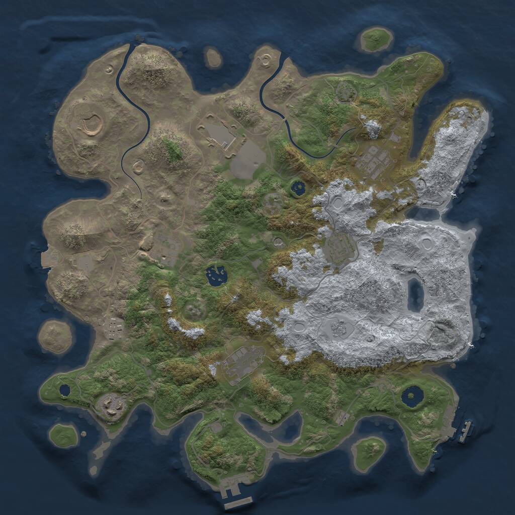 Rust Map: Procedural Map, Size: 3650, Seed: 18429311, 15 Monuments