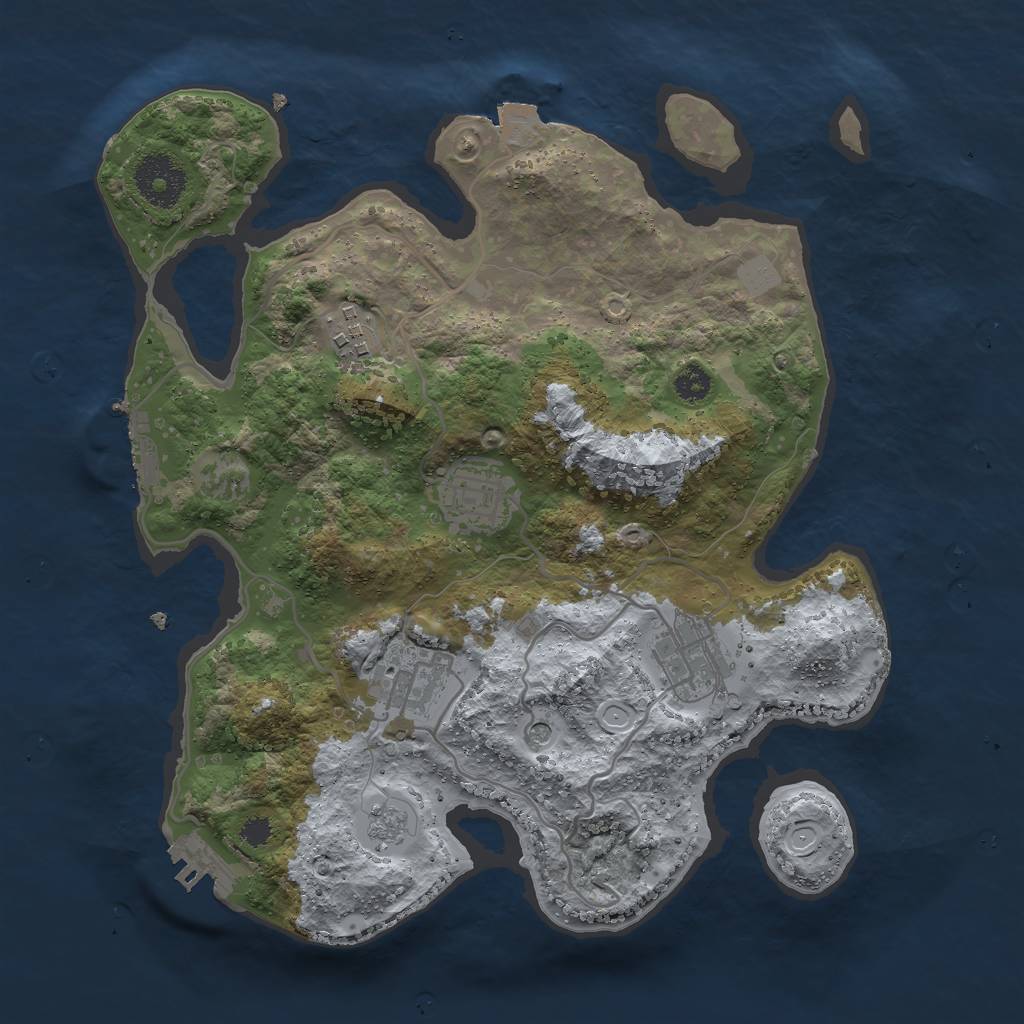 Rust Map: Procedural Map, Size: 3000, Seed: 6243, 11 Monuments