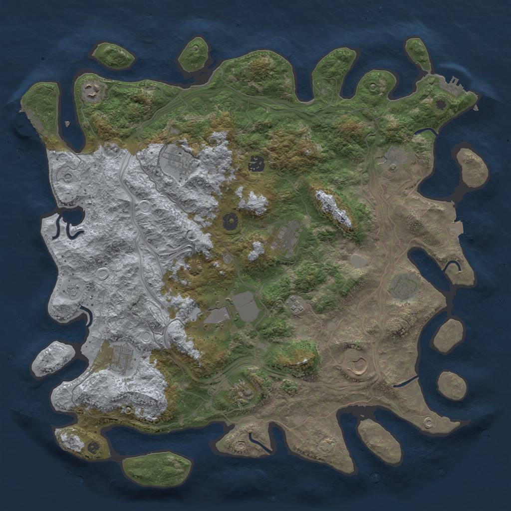 Rust Map: Procedural Map, Size: 4500, Seed: 357435, 19 Monuments