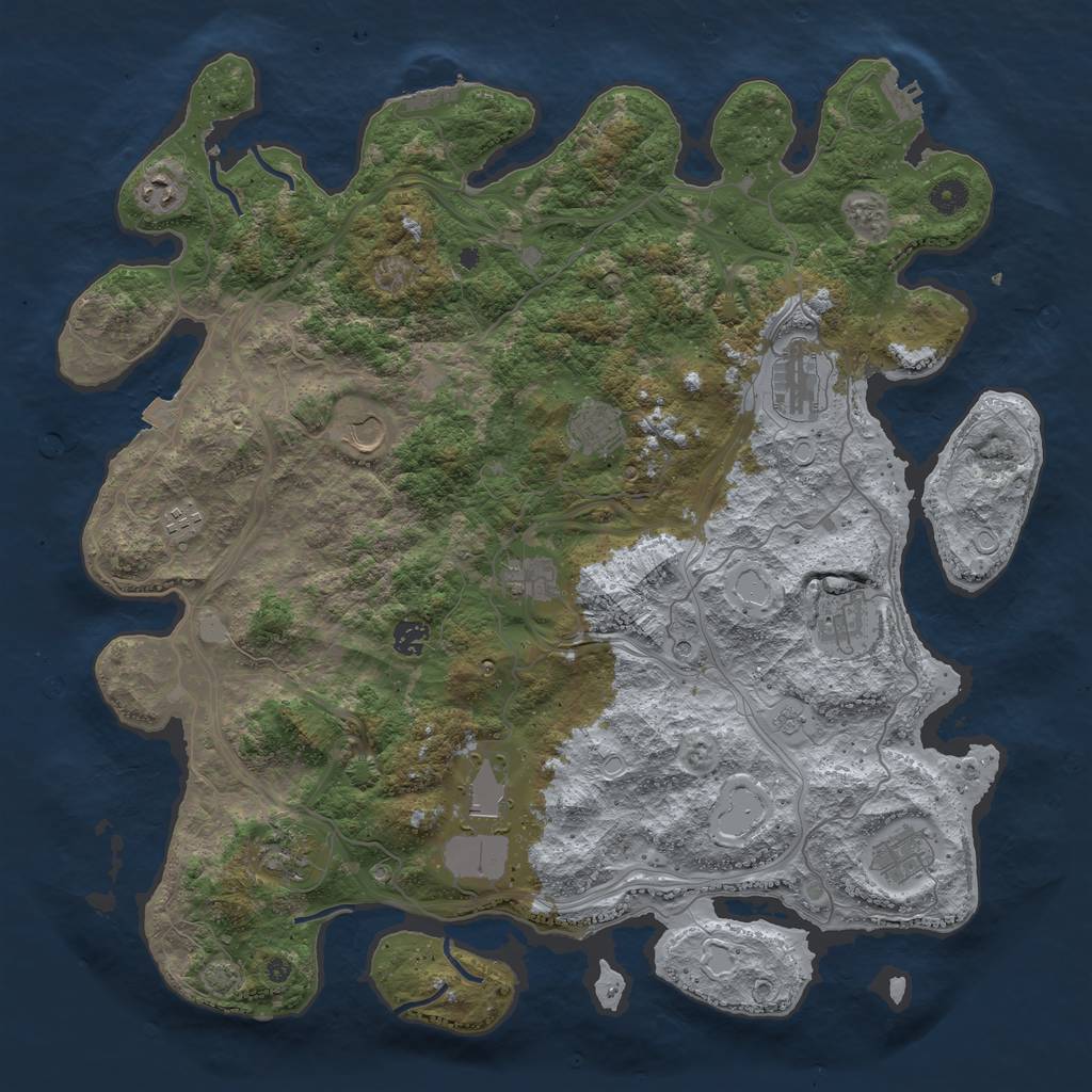 Rust Map: Procedural Map, Size: 4500, Seed: 32181, 19 Monuments