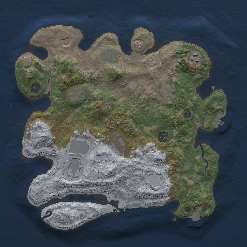 Rust Map: Procedural Map, Size: 3500, Seed: 1071704259, 17 Monuments