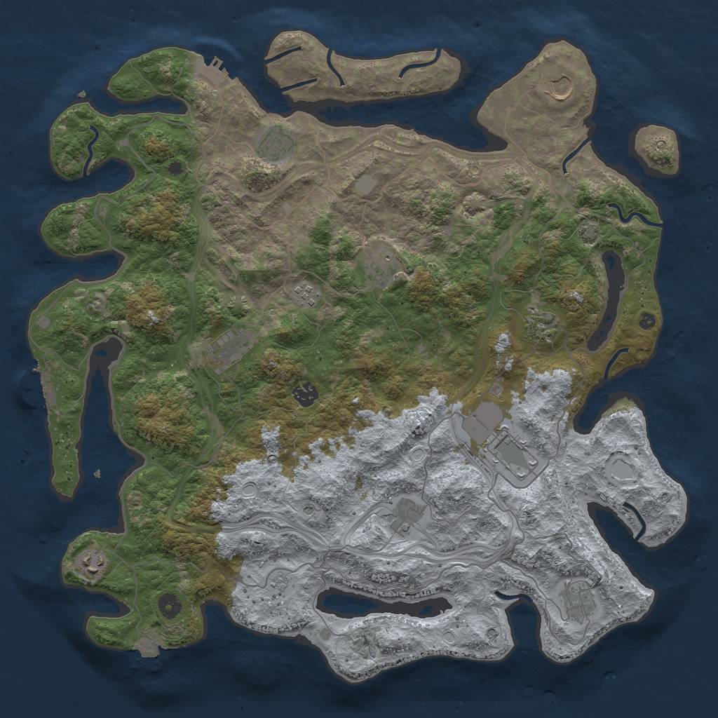 Rust Map: Procedural Map, Size: 4500, Seed: 699001157, 19 Monuments