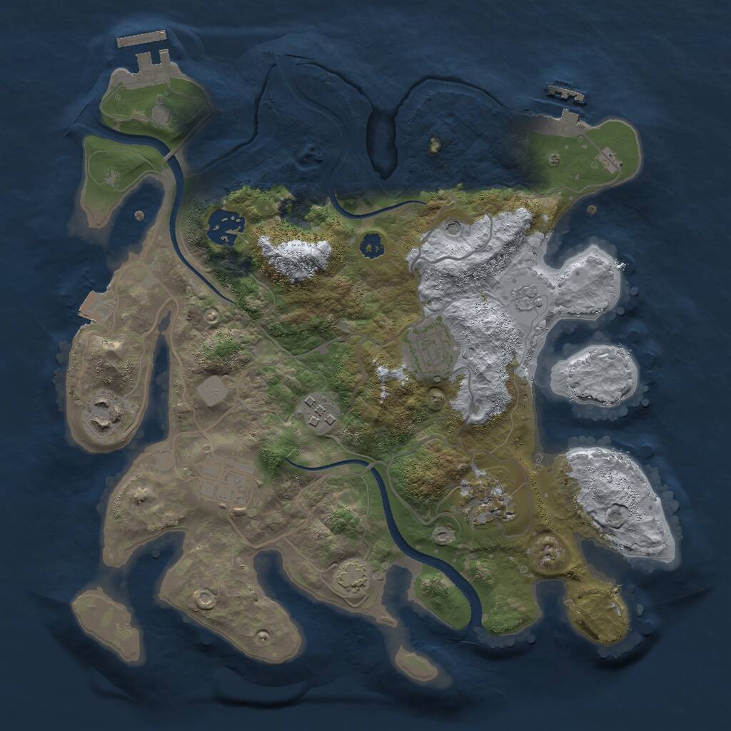 Rust Map: Procedural Map, Size: 3000, Seed: 45898, 12 Monuments
