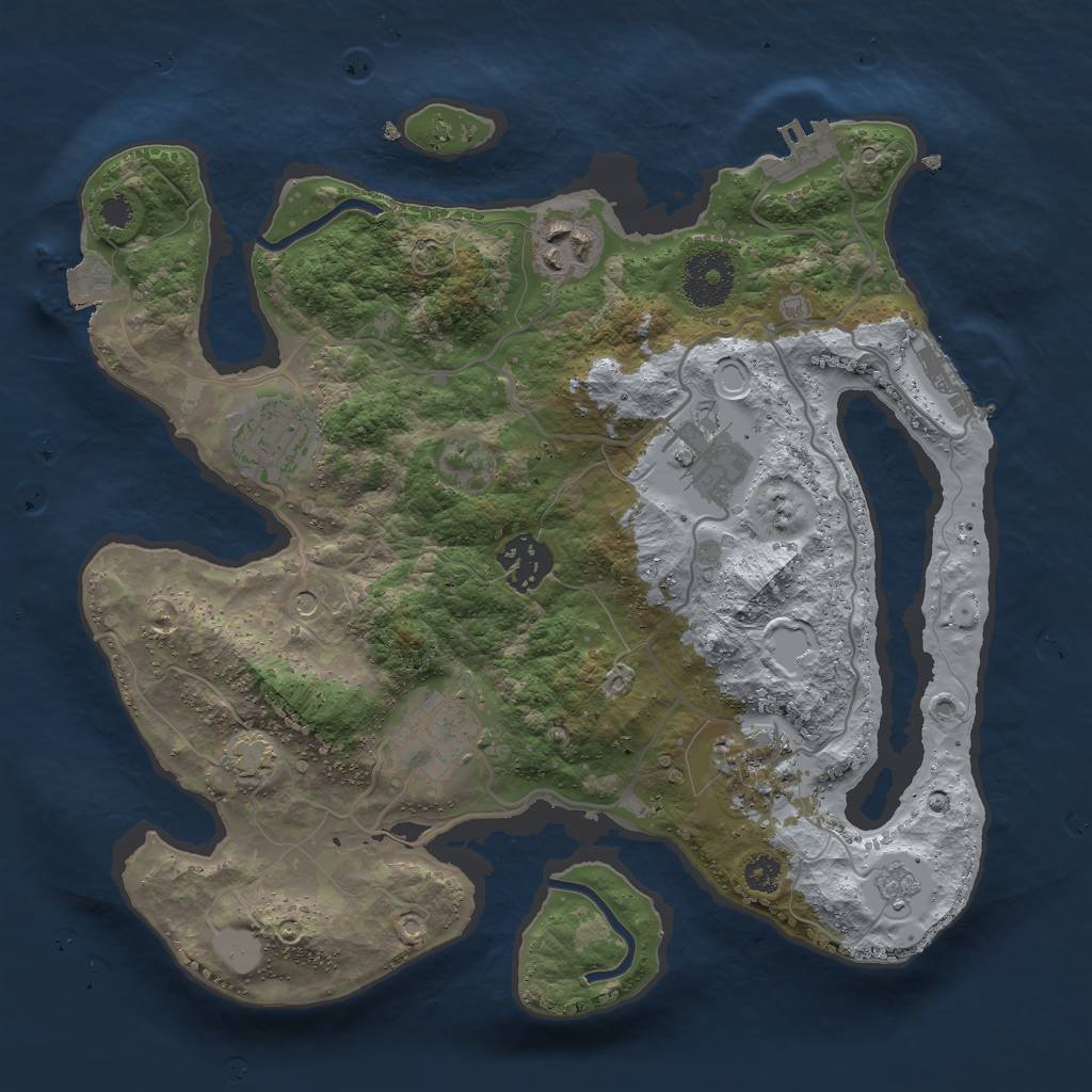 Rust Map: Procedural Map, Size: 3000, Seed: 330001, 14 Monuments