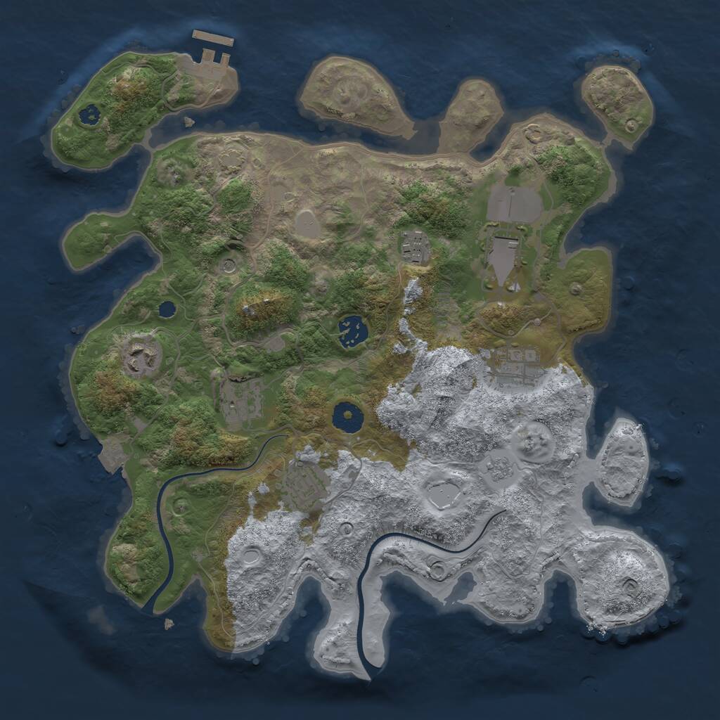 Rust Map: Procedural Map, Size: 3500, Seed: 1617806671, 12 Monuments