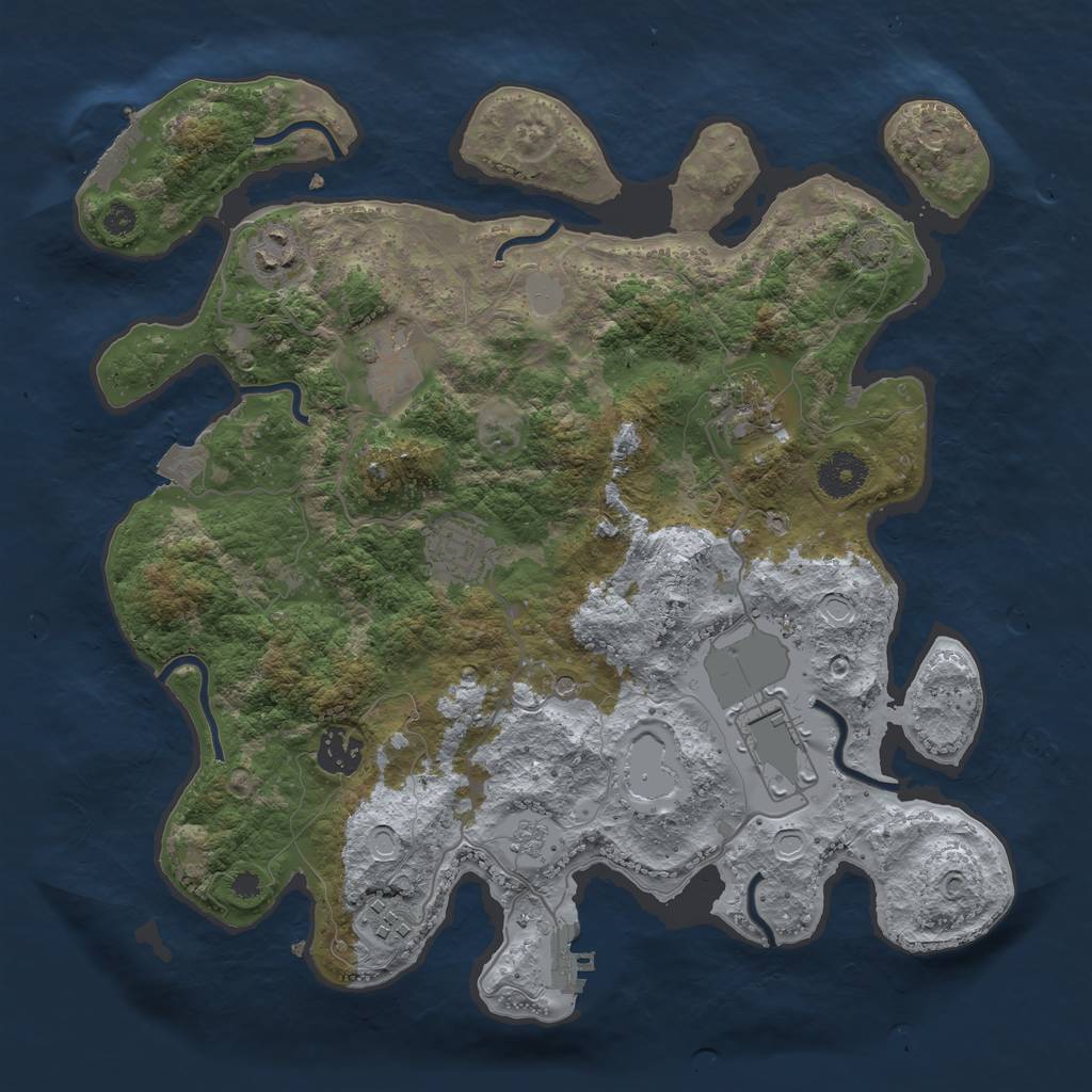Rust Map: Procedural Map, Size: 3500, Seed: 1617806671, 15 Monuments