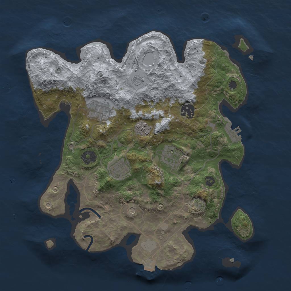 Rust Map: Procedural Map, Size: 3000, Seed: 914947907, 12 Monuments