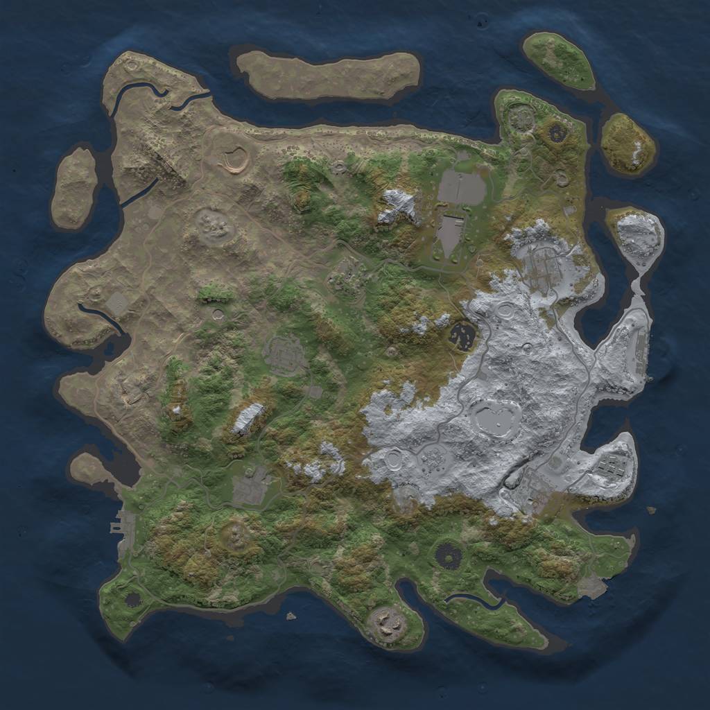 Rust Map: Procedural Map, Size: 4000, Seed: 385585820, 18 Monuments