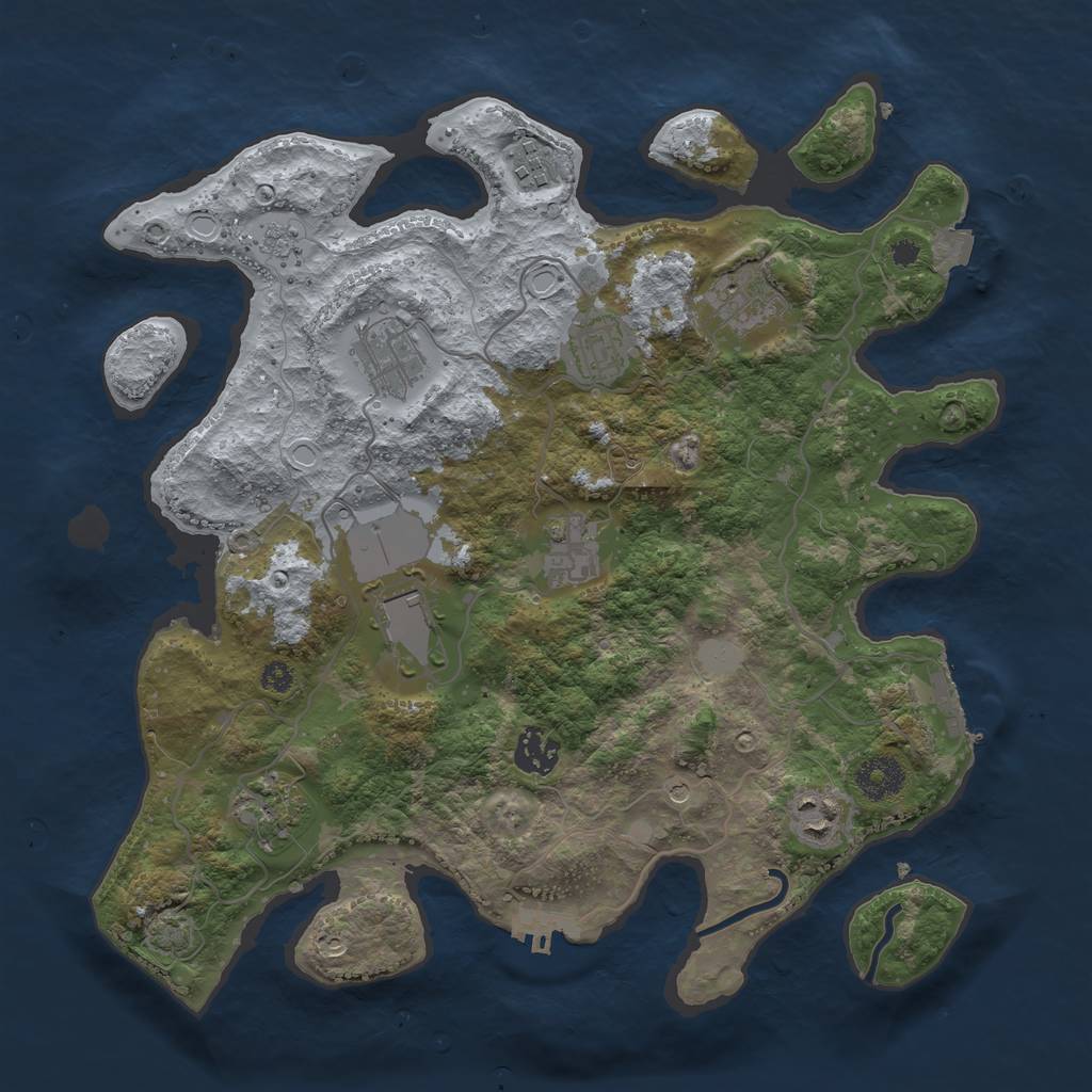 Rust Map: Procedural Map, Size: 3500, Seed: 29605, 17 Monuments