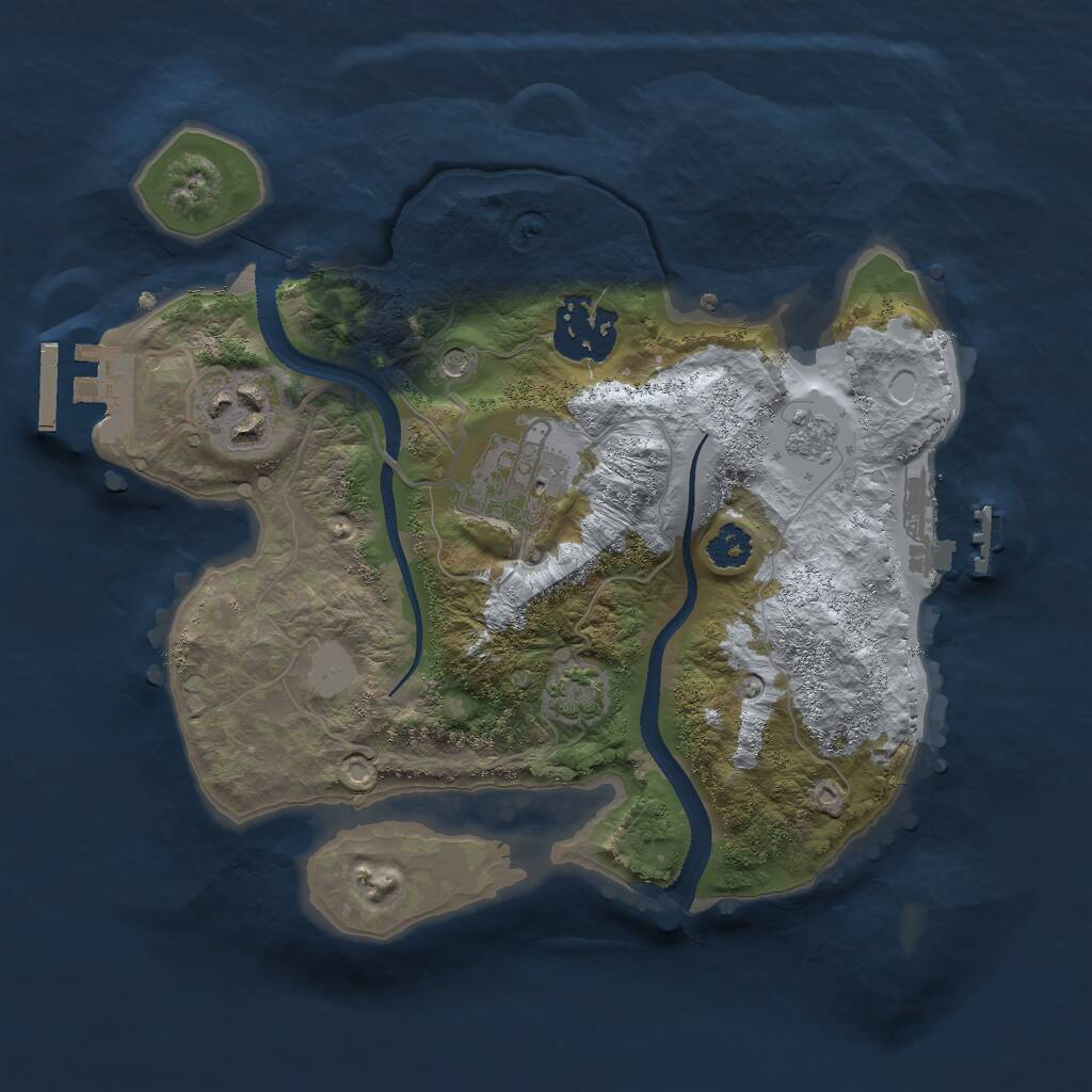 Rust Map: Procedural Map, Size: 2500, Seed: 1676702176, 9 Monuments
