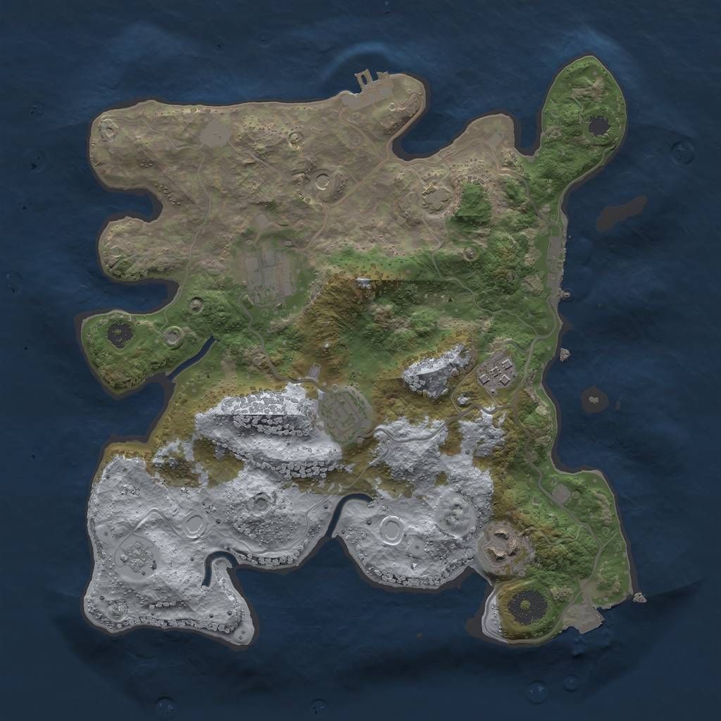 Rust Map: Procedural Map, Size: 3000, Seed: 1864081585, 12 Monuments