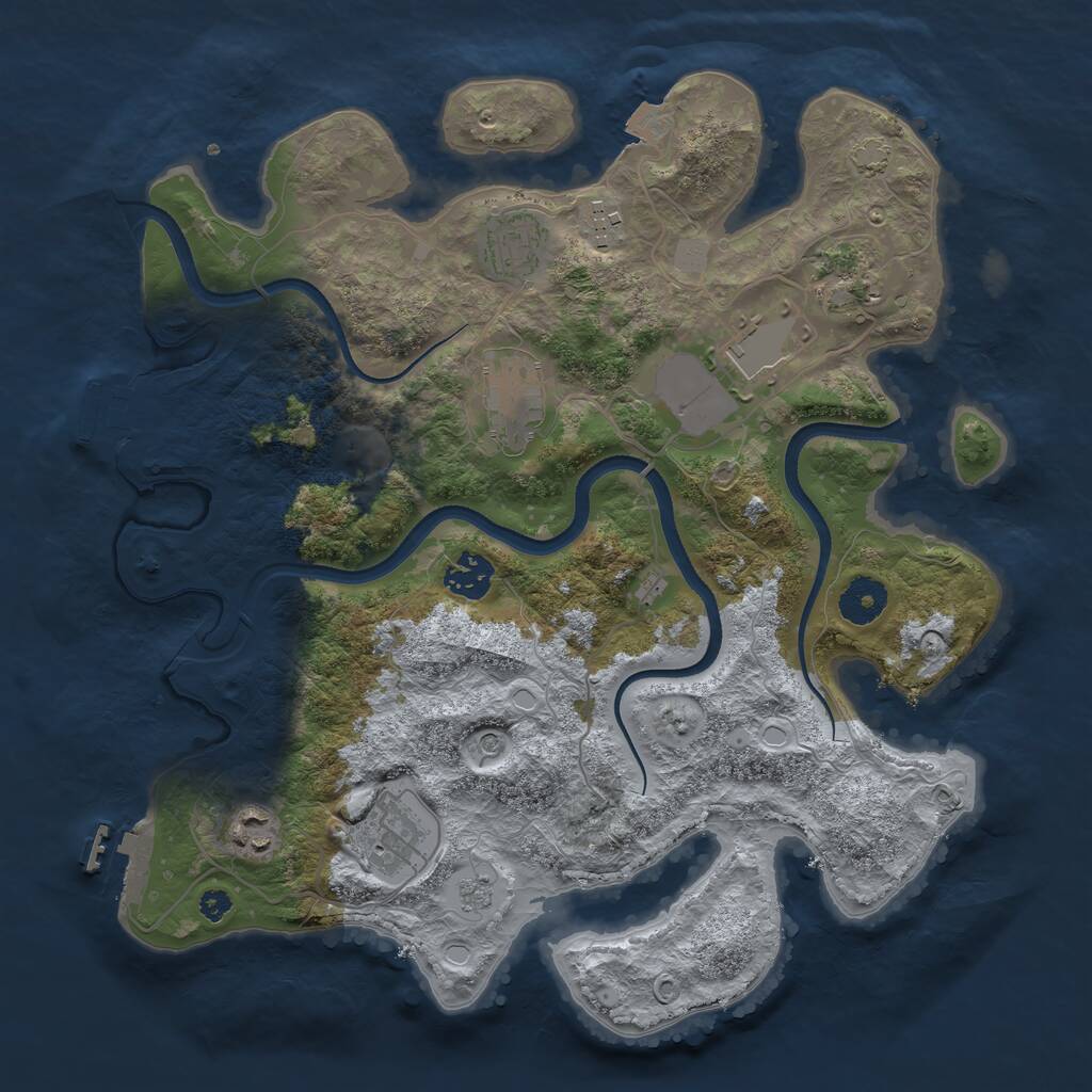 Rust Map: Procedural Map, Size: 3500, Seed: 22864, 14 Monuments