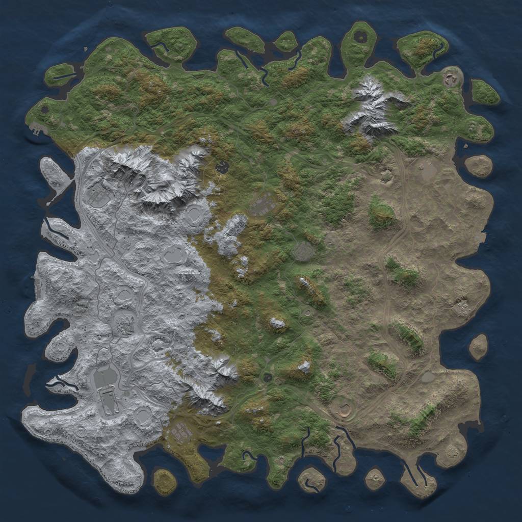 Rust Map: Procedural Map, Size: 6000, Seed: 2847695, 19 Monuments