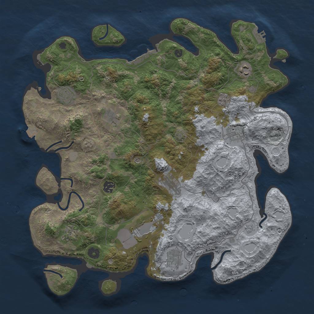 Rust Map: Procedural Map, Size: 4000, Seed: 45732, 18 Monuments