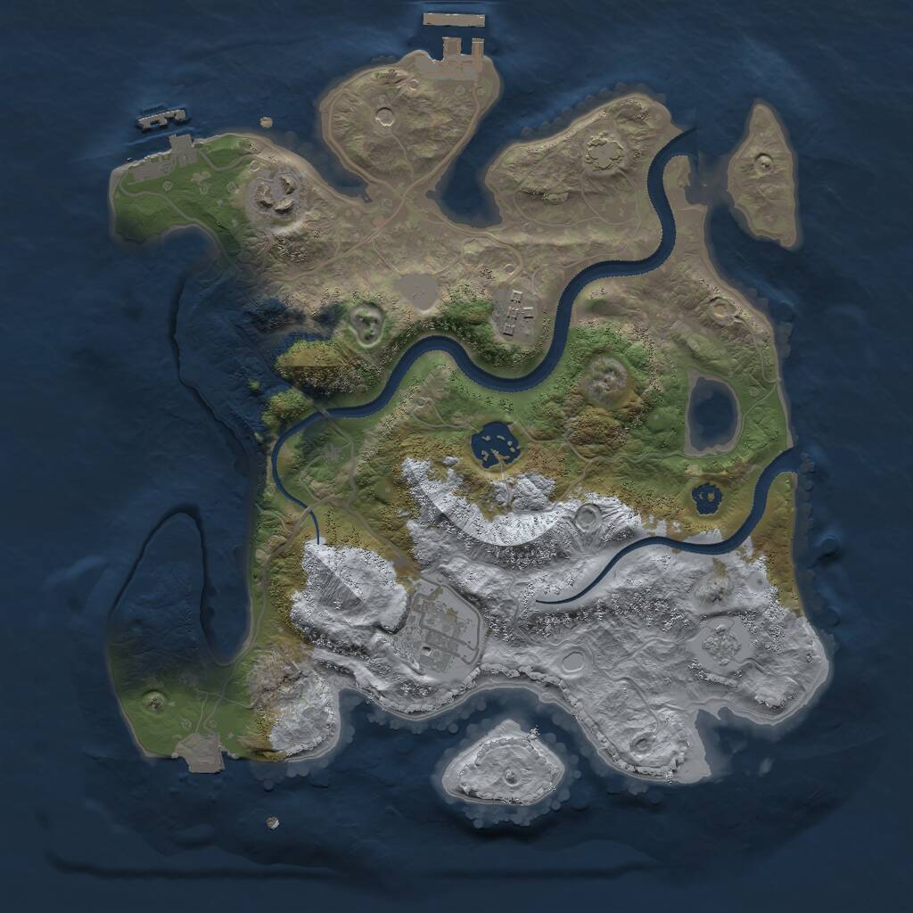 Rust Map: Procedural Map, Size: 3000, Seed: 2081631270, 10 Monuments