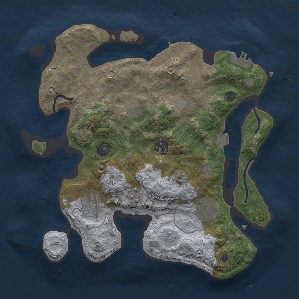 Rust Map: Procedural Map, Size: 3000, Seed: 3448, 12 Monuments
