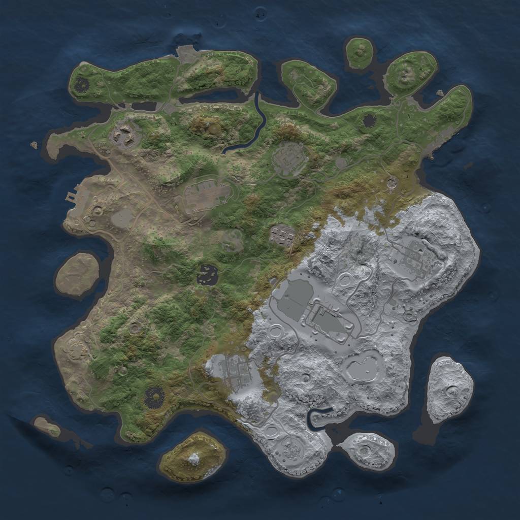 Rust Map: Procedural Map, Size: 3500, Seed: 585885997, 16 Monuments