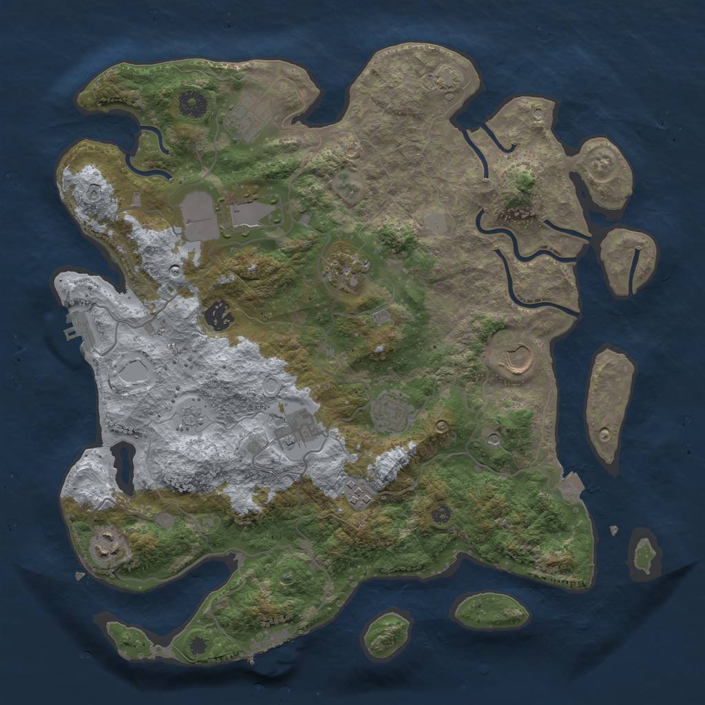 Rust Map: Procedural Map, Size: 3700, Seed: 9029448, 17 Monuments