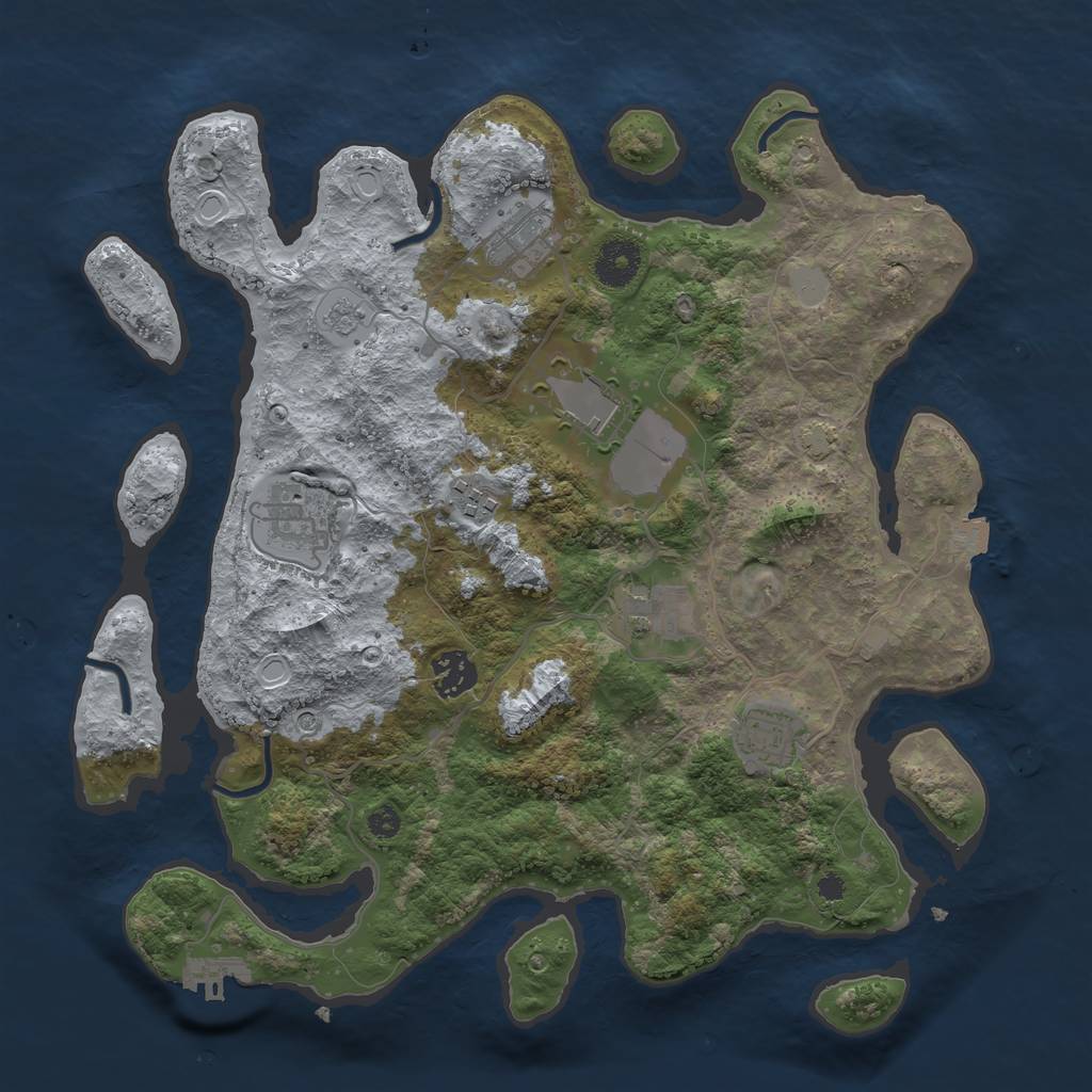 Rust Map: Procedural Map, Size: 3500, Seed: 1382483049, 14 Monuments