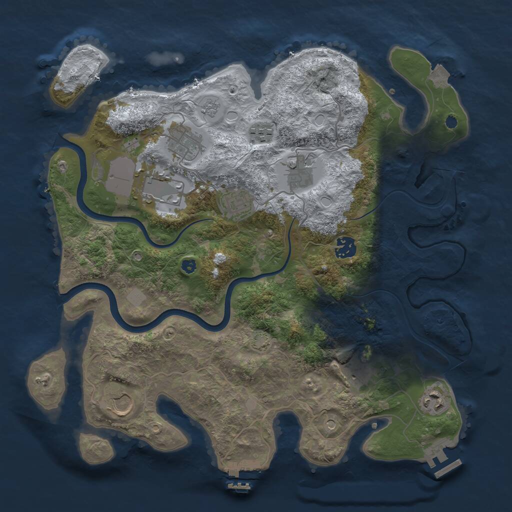 Rust Map: Procedural Map, Size: 3500, Seed: 65464, 15 Monuments