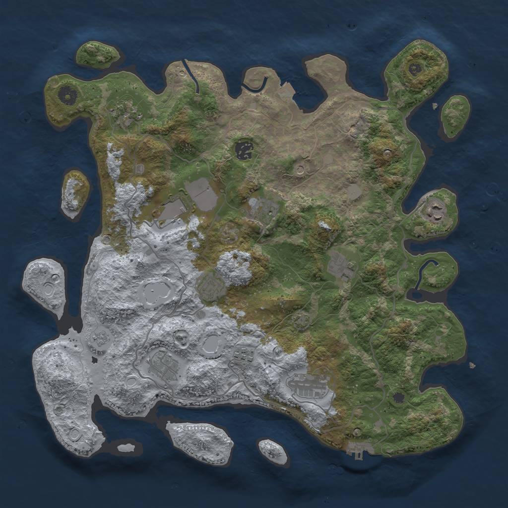 Rust Map: Procedural Map, Size: 4000, Seed: 380691162, 17 Monuments