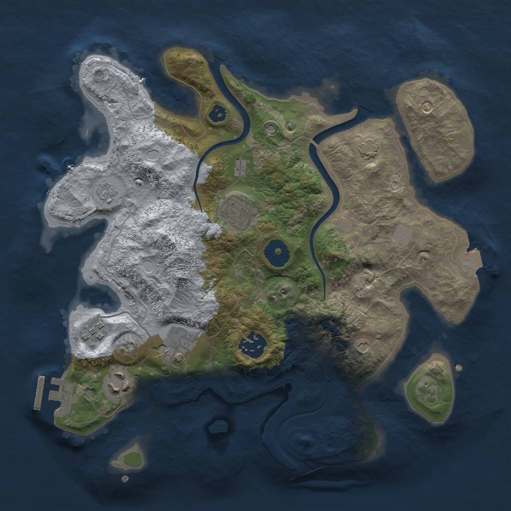 Rust Map: Procedural Map, Size: 3000, Seed: 12407, 10 Monuments