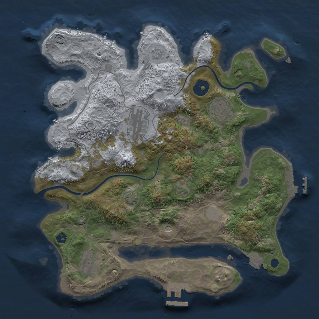 Rust Map: Procedural Map, Size: 3000, Seed: 19414, 9 Monuments
