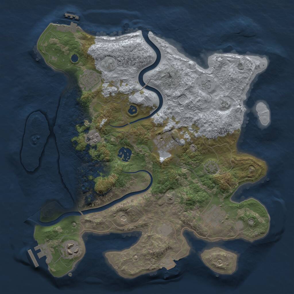 Rust Map: Procedural Map, Size: 3200, Seed: 2127049616, 12 Monuments