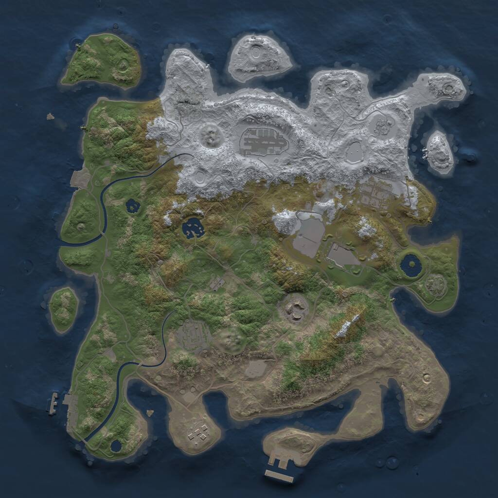 Rust Map: Procedural Map, Size: 3500, Seed: 2121630512, 12 Monuments